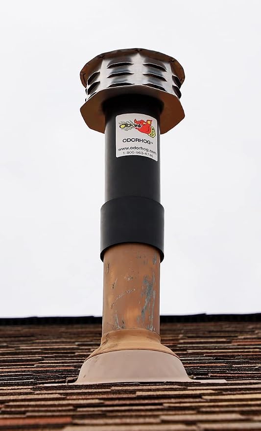 OdorHog Metal Cap Slip On Vent Stack Pipe Filter 3" Black ABS, Removes Outdoor - Image 6