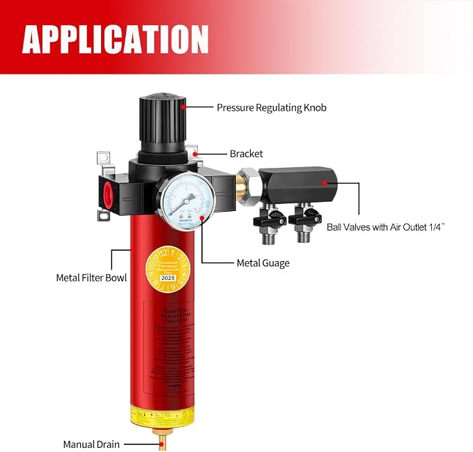 NANPU Z Series Air Filter – Sintered Filter, 3/8" NPT Inlet, 1/4" NPT Outlet - Image 2