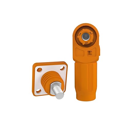 350A Battery Energy Storage Connector, 120mm² High Current Connectors IP67 Waterproof Stud Wiring Power Adapter Quick Plug Terminal Right Angle Plug and Socket （1500V Orange)