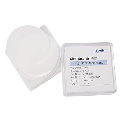 100 Pieces/Pack PTFE Disc Membrane Filters Hydrophilic 47mm Diameter 0.22µm by COBETTER