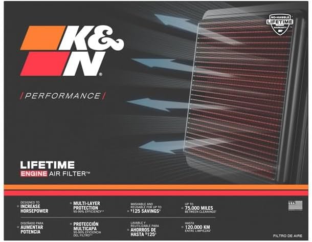 K&N Engine Air Filter: Increase Power & Acceleration, Replacement Car Air - Image 5