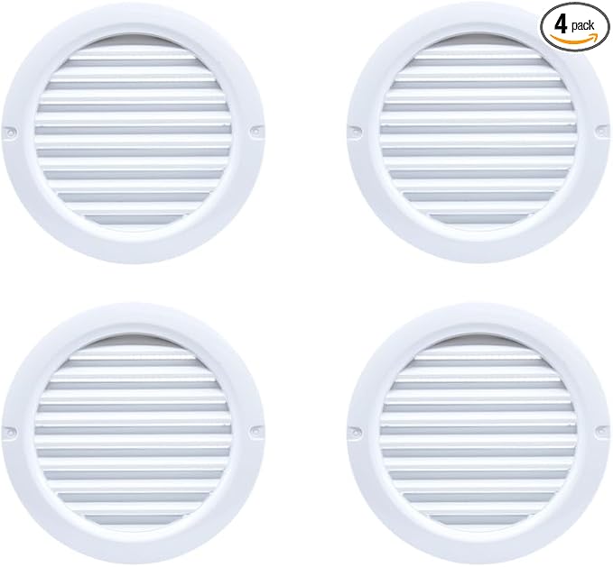 VENTS-US - 4" White Round Plastic Vent Cover - Compatible with 4 Inch Diameter by VENTS-US
