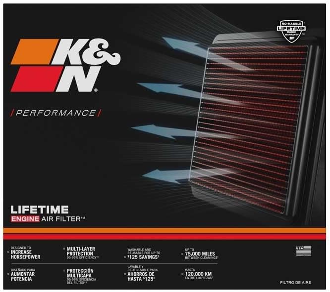K&N High-Flow Original Lifetime Engine Air Filter: Increase Power: Premium - Image 2