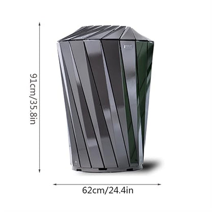 GLigeT Outdoor Trash can Round Steel Trash Can Modern Simple Outdoor Trash Can - Image 2