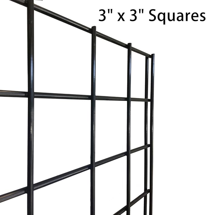 NEESEEYEE Commercial Grade Gridwall Panels – Heavy Duty Grid Panel for Any Retail Display, 2’ Width x 4’ Height, 3 Gridwall Panels Per Carton (Black Finish)