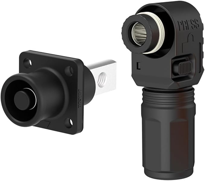 1 Set Battery Energy Storage Connector, 120A 25mm² High Current Connectors Quick Plug Terminal Black Right Angle Plug and Socket IP67 Waterproof Power Adapter (120A, Black)