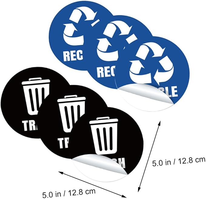 TEHAUX Self-Adhesive Garbage Sorting Stickers Waste Bin Decals - Image 3