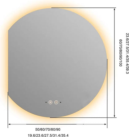 Bathroom Mirror, Dimmable LED Vanity Mirror Half Circle, Illuminated Mirror - Image 2