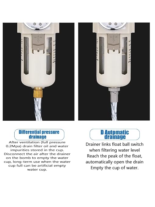 3/8" PT Compressed Air Filter Regulator Lubricator Combo Water/Oil Trap - Image 5