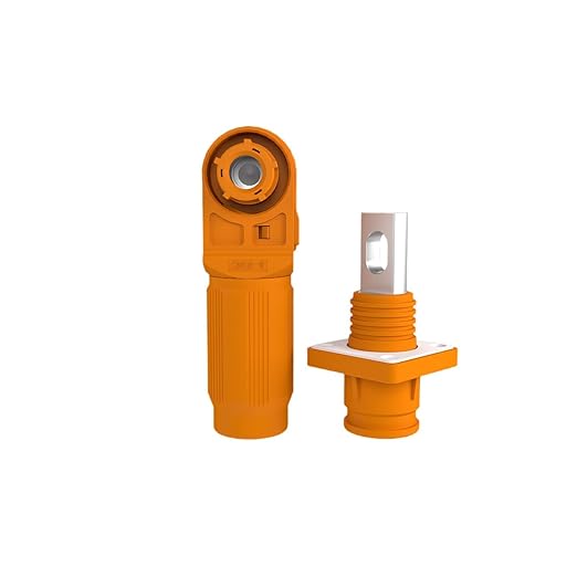 350A Battery Energy Storage Connector, 120mm² High Current Connectors IP67 Waterproof Copper Plate Wiring Power Adapter Quick Plug Terminal Right Angle Plug and Socket (1500V Black+Orange)
