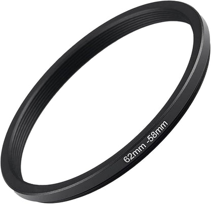 62mm to 58mm Step Up Ring Filter Adapter Black Metal Step up Adapter Rings by Unknown