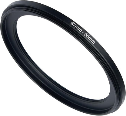 67mm to 55mm Step-up Adapter Rings Filter Adapter Black Metal Step Down Filter by Unknown