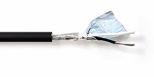 KWANGIL 2C 18AWG AMSB Shielded Cable Wire (UL2464) - Highly Flexible Str TC, PVC Ins, OS+TC BRD, PVC JKT for CNC Machine, Stepper Motor, VFD Spindle (Matte Black 50FT)