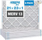 Aerostar 21x23x1 MERV 13 Pleated Air Filter, AC Furnace Air Filter, 6 Pack by AirFiltersDelivered