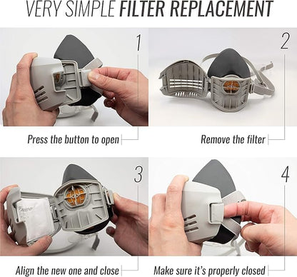 Reusable Respirator Mask with 7 Filters – Half Mask Respirator - Image 7