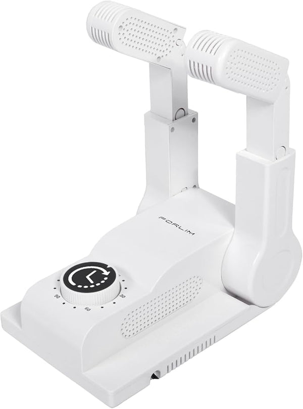 FORLIM Boot Dryer for Work Boots, Shoe Dryer with Heat Blower, Glove Dryer & Boot Warmer - 180° Adjustable Dry Rack - Telescopic Bendable Dry Ports - Intelligent Timer - White