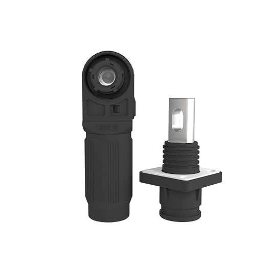 150A Battery Energy Storage Connector, 35mm² High Current Connectors IP67 Waterproof Copper Plate Wiring Power Adapter Quick Plug Terminal Right Angle Plug and Socket (1500V Black+Orange)