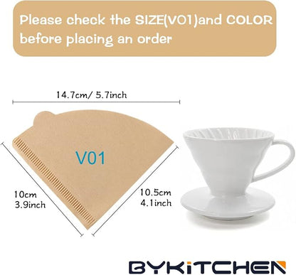 BYKITCHEN Small Coffee Filters, Size 01, Disposable Cone Coffee Filters Paper - Image 2
