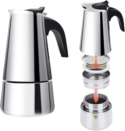 ZJchao Eagle Beak Design Moka Pot Portable Stainless Steel Coffee Maker Pot - Image 8