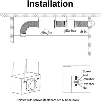 6 Inch Fresh Air Intake Inline Filter Box - Image 6