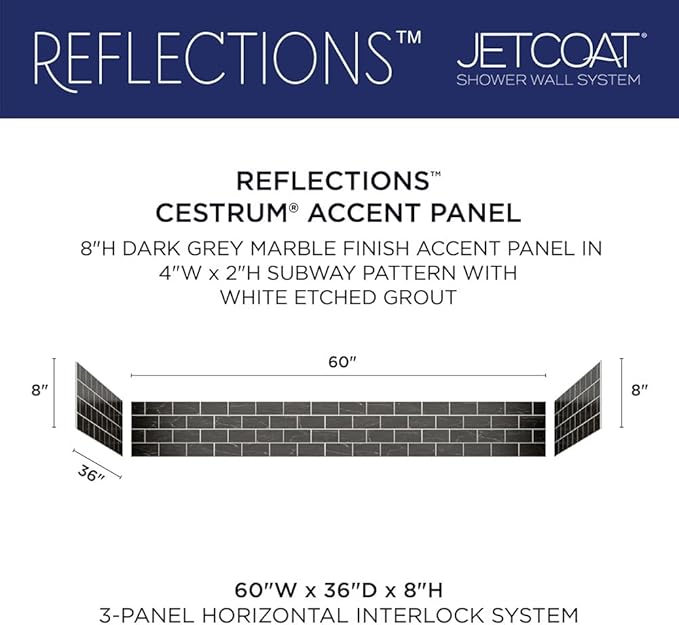 Miseno MSW-603696RFL Readyset 60" X 36" X 96" Fifteen Panel Alcove Shower Wall Kit - Stone Mesa