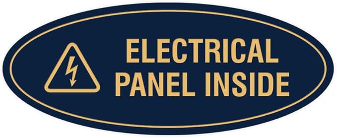 Signs ByLITA Oval Electrical Panel Inside Sign (Navy Blue/Gold) - Large
