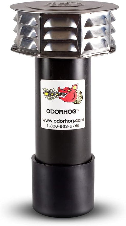 OdorHog Metal Cap Slip On Vent Stack Pipe Filter 3" Black ABS, Removes Outdoor by OdorHog-StoptheStink