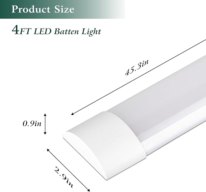 colmeguna 8 Packs 4FT LED Batten Light, Ultra-Thin Slim Ceiling Surface Mounted Light, 40W, 4000K, IP20, LED Ceiling Lamp for Garage, Shop, Hallway, Office, Market