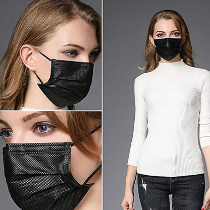 NNPCBT 100PCS 3 Ply Black Disposable Face Mask Filter Protection Face Masks - Image 4