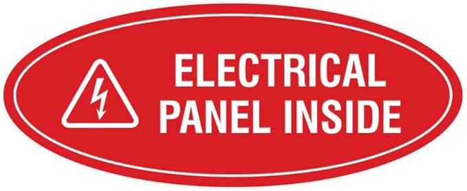 Signs ByLITA Oval Electrical Panel Inside Sign (Red) - Medium 2 Pack