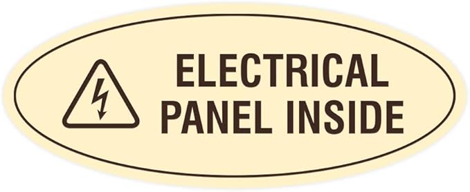 Signs ByLITA Oval Electrical Panel Inside Sign (Ivory/Dark Brown) - Large