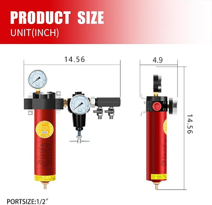 NANPU Z-R Air Filter Regulator– Sintered Filter, 1/2" NPT Inlet, 1/4" NPT - Image 3