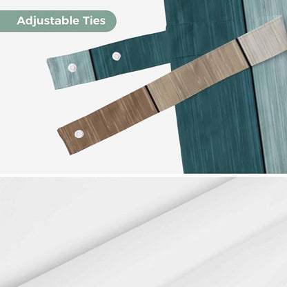 Teal Brown Tie Up Valance Curtains - Image 7