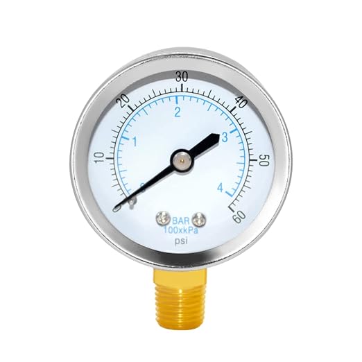 Joywayus Pressure Gauge 0 to 60 PSI Brass 1/4" Male NPT Thread Lower Mount by Joywayus