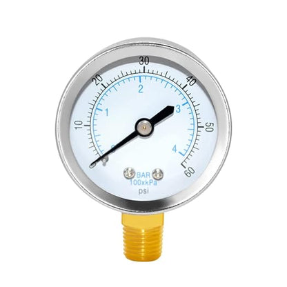 Joywayus Pressure Gauge 0 to 60 PSI Brass 1/4" Male NPT Thread Lower Mount by Joywayus