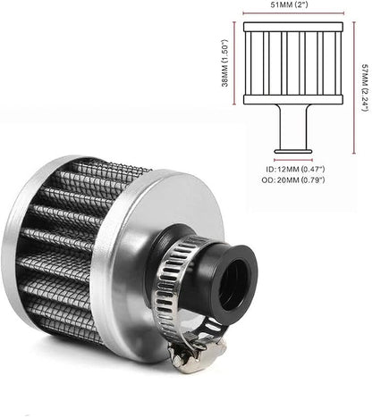 MUGE RACING 2Pcs Air Filter Cold Air Intake Filter Breather 12mm Valve Cover - Image 6