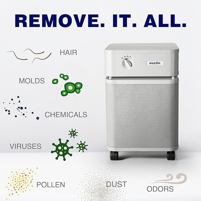 Austin Air HealthMate Plus Standard Air Purifier Midnight Blue - Advanced 4- Stage Filtration Air Purifiers For Home with Activated Carbon & Zeolite - Ideal as Air Purifiers for Bedroom Model B450