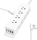 30W USB C Power Strip Surge Protector,Ultra Thin Flat Plug Power Strip 4 Side 12 Outlets,PD Fast Charing,2 USB-C, 2 USB-A(4 USB Total 40W),6ft Slim Extension Cord,16 in 1 Desk Power Bar,1200J White