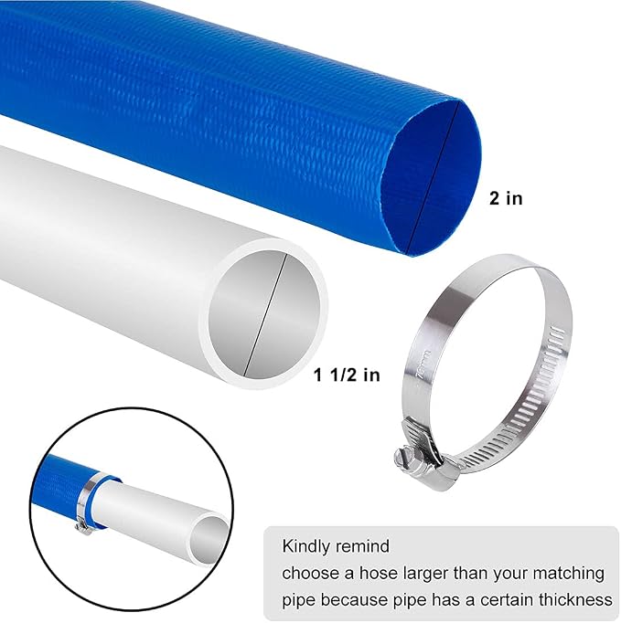 2 IN x 50 FT Pool Backwash Hose, Heavy Duty Flat Discharge Hose, Weather and - Image 2