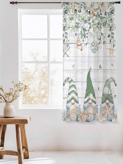 Sheer Curtains 63 Inch Length, Coastal Eucalyptus Leaf Semi Sheer Curtains - Image 3