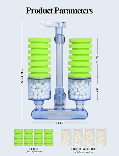 UPETTOOLS Aquarium Biochemical Sponge Filter（M）, Ultra Quite Aquarium Air Pump - Image 6