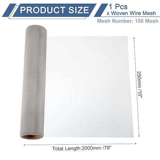 uxcell 150 Mesh 79" x 10" Woven Wire Mesh, 316 Stainless Steel Air Vent Filter - Image 2