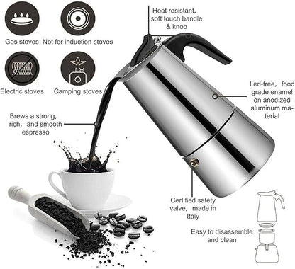 ZJchao Eagle Beak Design Moka Pot Portable Stainless Steel Coffee Maker Pot - Image 4