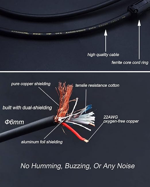 Diaianyfi Audiophile RCA to 2RCA Subwoofer Cable,1 RCA Male to 2 RCA Male Audio Cable RCA Y-Adapter,Oxygen-Free Copper,Nylon Braided Jacket (16.5ft)