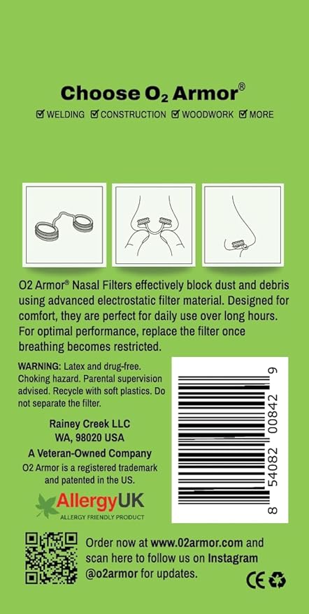 O2 Armor Nose Filters for Welders & Allergies - Image 6