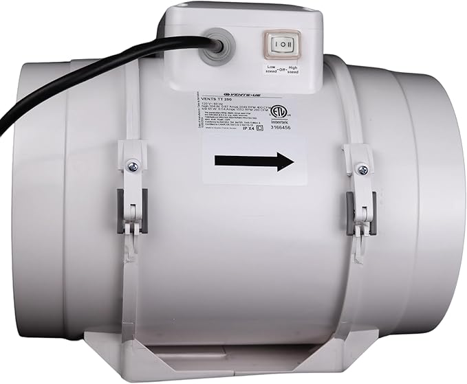 VENTS-US TT 200-8 inch Inline Fan for Ducting with High Static Pressure Application - Ideal Solutions for Multi-Purpose Supply or Exhaust Use in Household and Commercial Ventilation