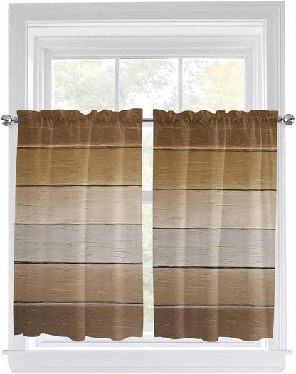 Vintage Brown Gradient Wood Grain Window Valance Curtains, Farmhouse Wood Barn - Image 9