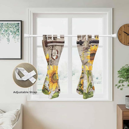 Farmhouse Sunflowers Kitchen Curtains 45 Inch Length, Short Cafe Window - Image 5
