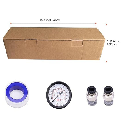 RIH 3/8"NPT Auto Drain Air Filter Pressure Regulator Combo Piggyback, 5 Micron - Image 7