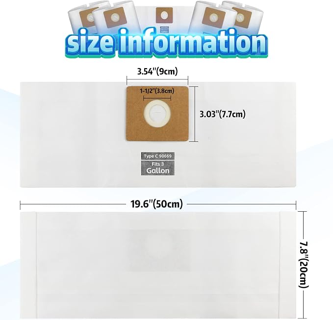 10 PCS Bundle Set 3 Gallon Vac Bags, ALYYDBG Type C 90669 9066900 9066933 - Image 3